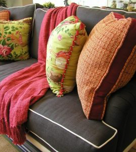 Throws add pattern and instant color to a living room