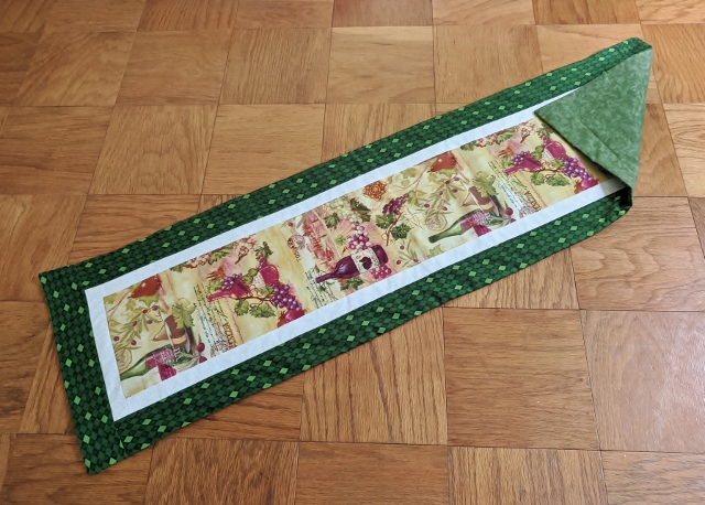 Wine Time Green Quilted Table Runner 51 inches Long | Supreme Accents