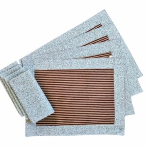 Supreme Accents Gold and Burgundy Stripe Place mat and Napkin Set of 4