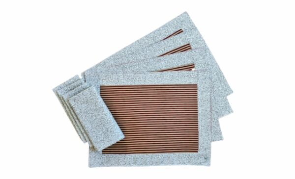 Supreme Accents Gold and Burgundy Stripe Place mat and Napkin Set of 4