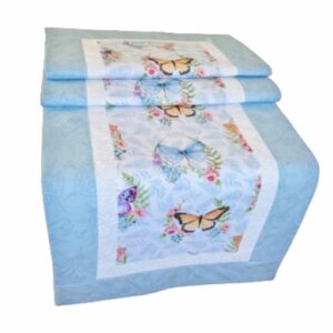 Supreme Accents Whispering Butterfly Table Runner Sky Blue Table runner 51 inch