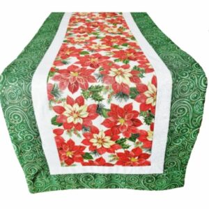 Supreme Accents Christmas Poinsettias Green Table Runner 51 inch