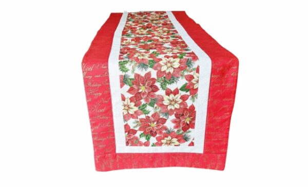 Supreme Accents Christmas Poinsettias Red 51 inch Table Runner