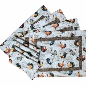 Supreme Accents Hens and Roosters Quilted Place mat and Napkin Set of 4