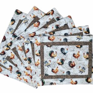 Supreme Accents Hens and Roosters Quilted Place mat Set of 6