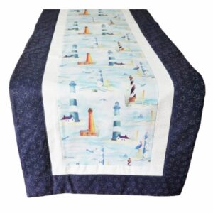 Supreme Accents Lighthouse Table Runner Dk Blue 51 inch