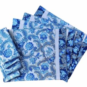 Supreme Accents Blue and White Placemat and Napkin Set of 4