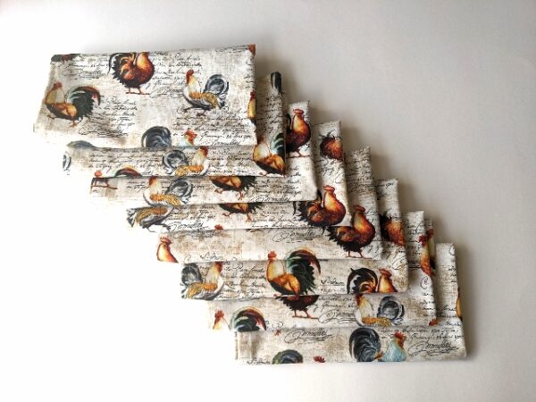 Supreme Accents Hens and Rooster Napkin set of 8