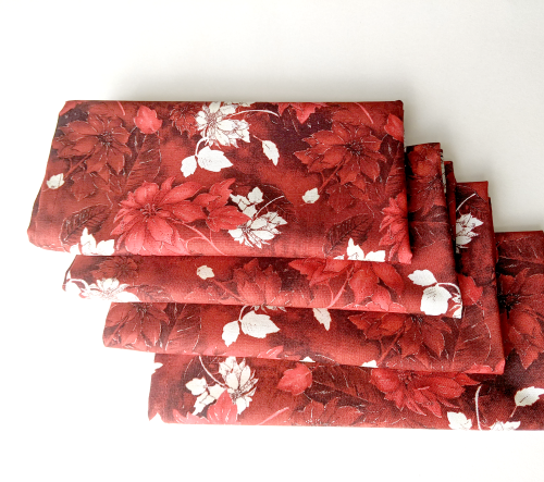 Supreme Accents Red Poinsettia Napkin Set of 4