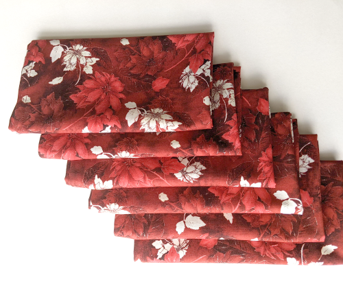 Supreme Accents Red Poinsettia Napkin Set of 6