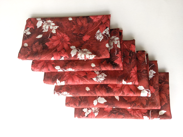 Supreme Accents Red Poinsettia Napkin Set of 6