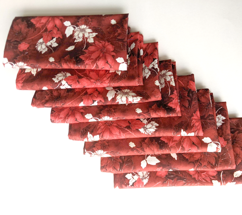 Supreme Accents Red Poinsettia Napkin Set of 8