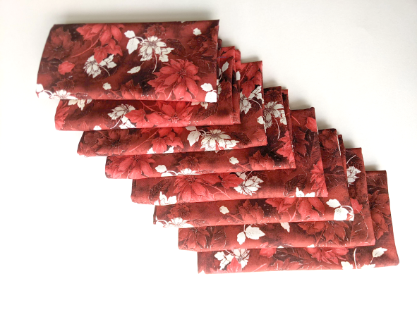 Supreme Accents Red Poinsettia Napkin Set of 8