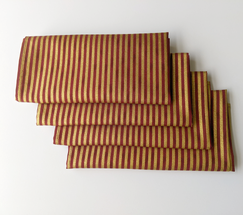 Supreme Accents Burgundy and Gold Stripped Napkin set of 4