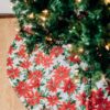 Supreme Accents Poinsettias Christmas Tree Skirt 48 inches