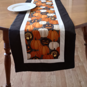 Supreme Accents Halloween Pumpkin Black Table Runner 51 inch