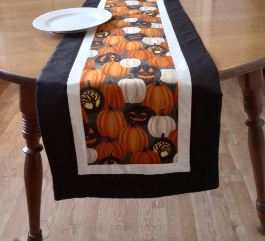 Supreme Accents Halloween Pumpkin Black Table Runner 51 inch