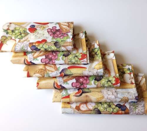 Supreme Accents Fruit and Cheese Dinner Table Napkin Set of 6