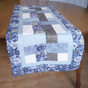 Supreme Accents Victoria Floral Blue Quilted Table Runner