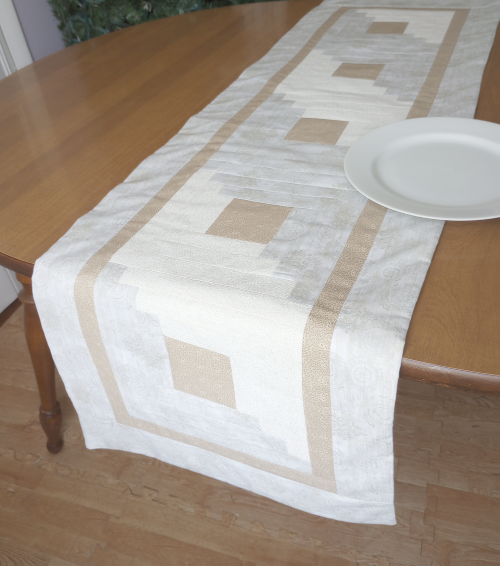 Supreme Accents Crested Taupe Table Runner
