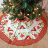 Supreme Accents Red and Gold Poinsettia Striped Tree Skirt