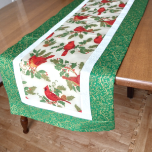Supreme Accents Christmas Cardinals Table Runner Green 71 inch
