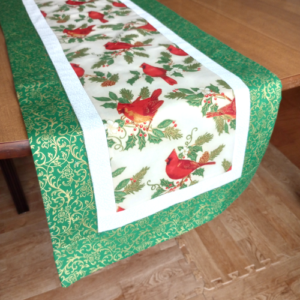 Supreme Accents Christmas Cardinals Table Runner Green 38 inch