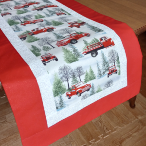 Supreme Accents Red Truck Table Runner with Red Border 38 inch