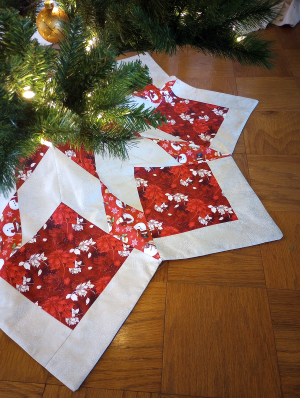 Supreme Accents Red Poinsettia tree skirt Star 60 inches