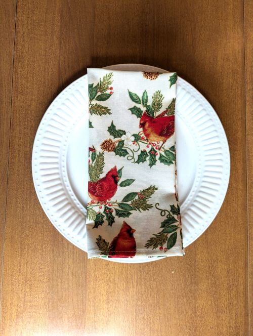 SupremeAccents_ Red Cardinals Christmas Dinner Table Napkins