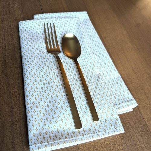 Cream and Gold Dinner Table Napkins