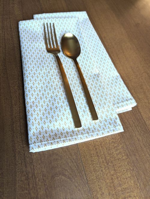 Cream and Gold Dinner Table Napkins