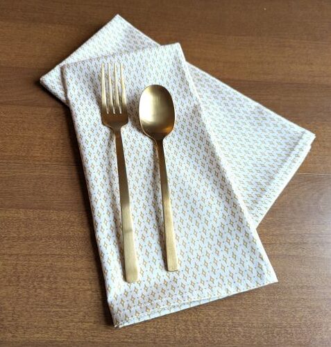 Cream and Gold Dinner Table Napkins