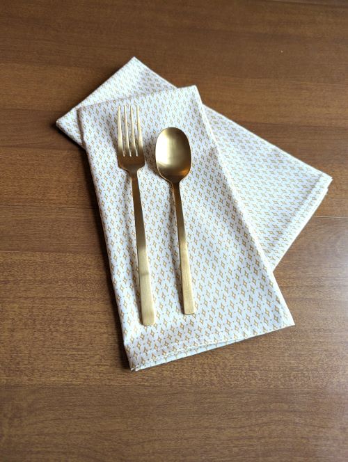 Cream and Gold Dinner Table Napkins