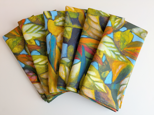 Supreme Accents Artistic Fall Leaf Dinner Table Napkins Set of 6