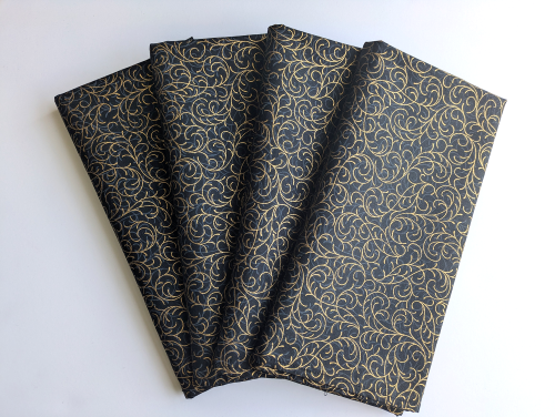 Supreme Accents Black and Gold Dinner Table Napkins Set of 4