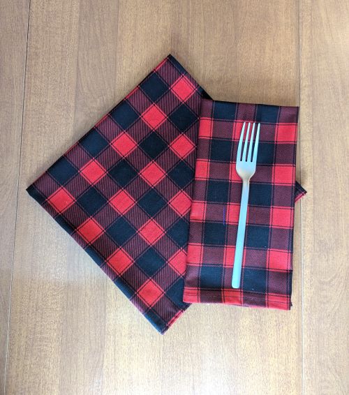 Supreme Accents Black and Red Buffalo Check Dinner Table Napkins