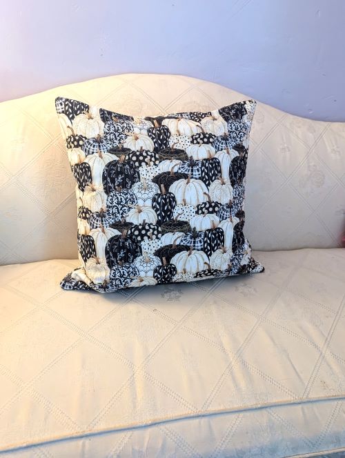 Supreme Accents Black and White Pumpkin Throw Pillow