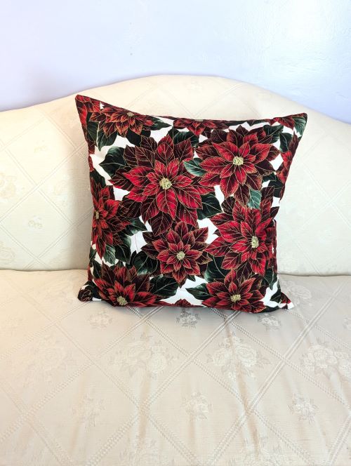 SupremeAccents Burgundy Poinsettia Accent Pillow