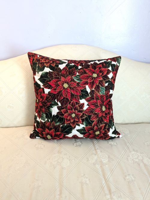 SupremeAccents Burgundy Poinsettia Accent Pillow