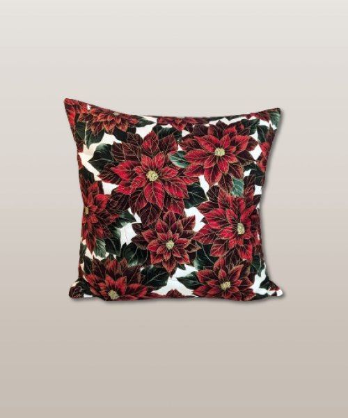 SupremeAccents Burgundy Poinsettia Accent Pillow