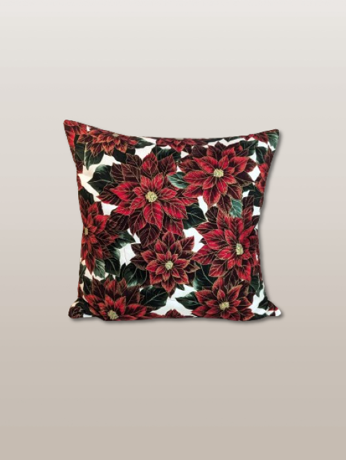 SupremeAccents Burgundy Poinsettia Accent Pillow