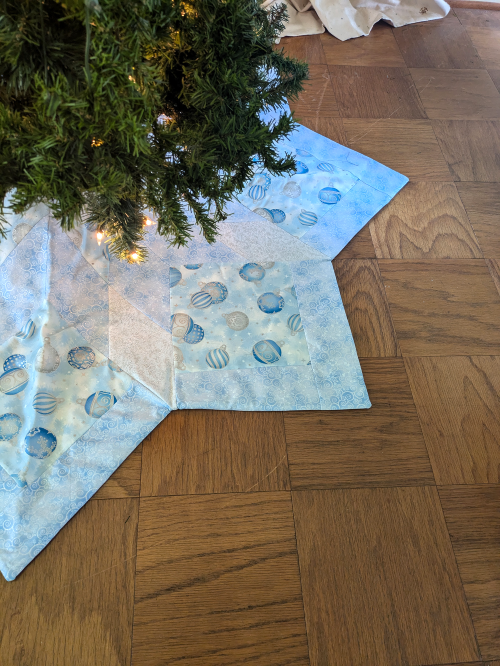 Supreme Accents Blue Ornament 60 in Star Tree Skirt