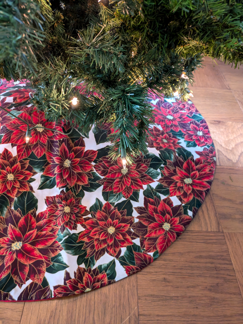 Supreme Accents Burgundy Poinsettia Tree Skirt