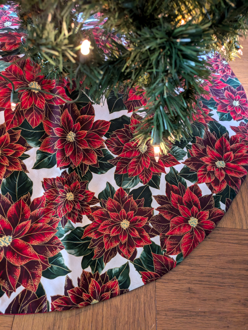 Supreme Accents Burgundy Poinsettia Tree Skirt