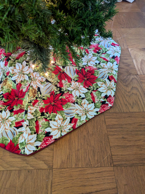 Supreme Accents 46 in Colorful Poinsettia Tree Skirt