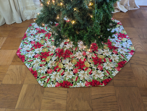 Supreme Accents 60 in Colorful Poinsettia Tree Skirt