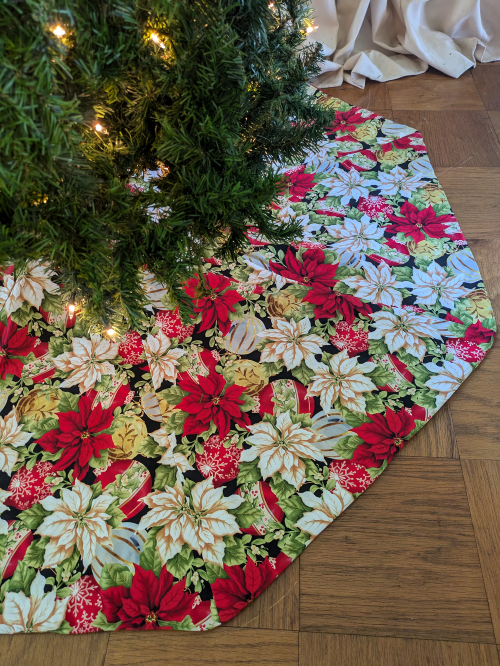 Supreme Accents 60 in Colorful Poinsettia Tree Skirt