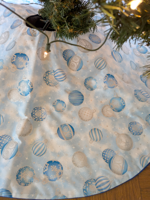 Supreme Accents Blue Ornaments Tree Skirt