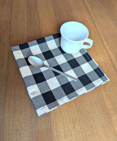 Supreme Accents Cream and Black Buffalo Check Dinner Table Napkins